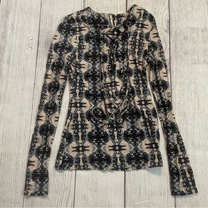 Free People Tie Front Long Sleeve Blouse Size XS